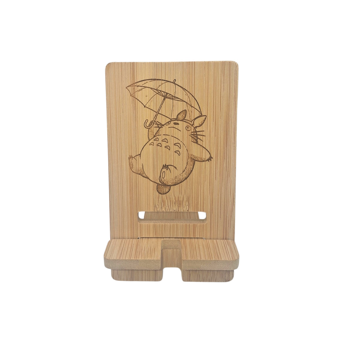 Support smartphone en bois gravé – Mon voisin Totoro – Created Artisan