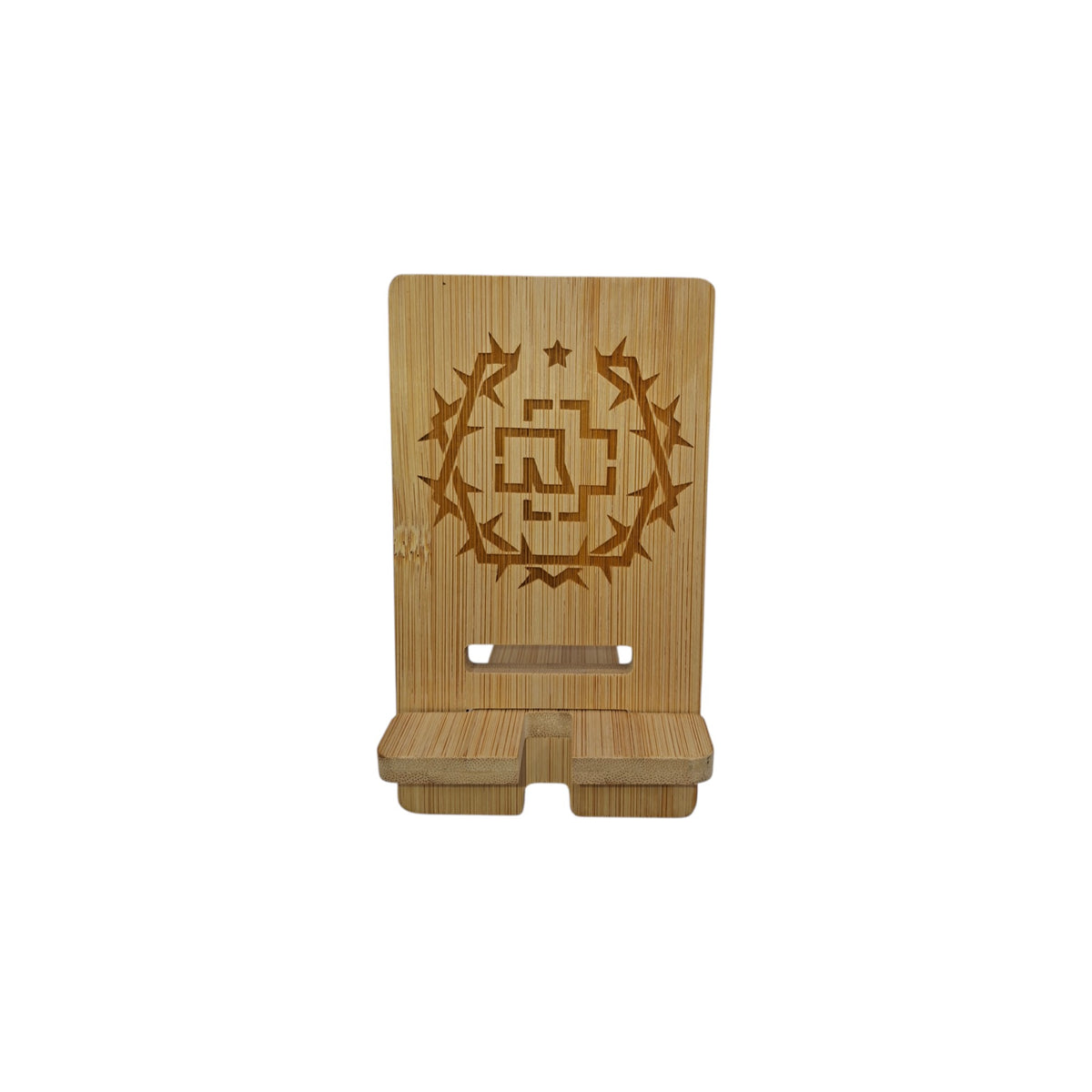 Support smartphone en bois gravé – Rammstein – Created Artisan
