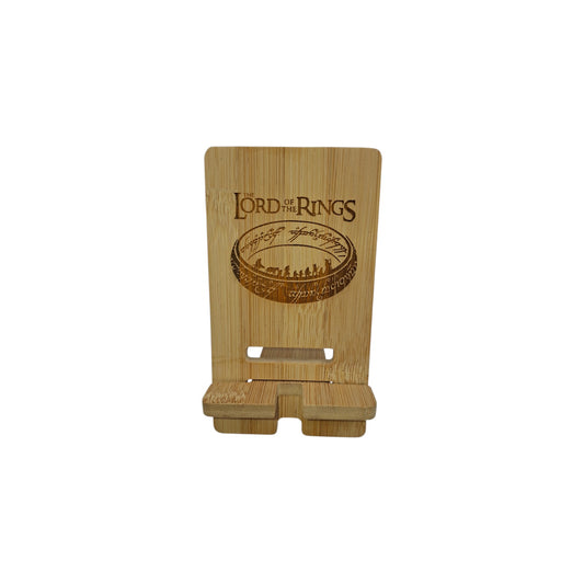 Support smartphone en bois gravé – Le Seigneur des Anneaux – Created Artisan