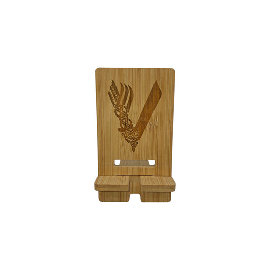 Support smartphone en bois gravé – Viking – Created Artisan